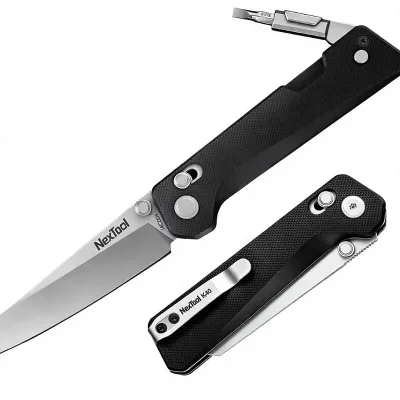 NEXTOOL NE20423A Folding Pocket Knife EDC Multitool 3 Inch Stainless Steel Blade Fiberglass Reinforced Nylon Handle Axis Lock