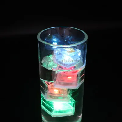 Custom LED Glowing Cubes Water Activated Light up When Touch Waterproof Christmas Decoration for Bar Party Drinks