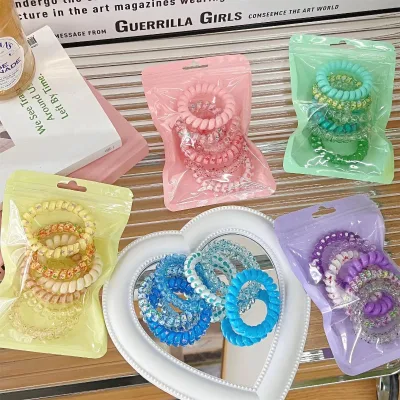 High-Looking Ins Style Phone Cord Hair Tie Headband Women's Elastic Band Seamless Plastic Hair Tie for Kids