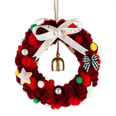 TOAOB 151pcs Chenille Pipe Cleaners Red Fluffy Fuzzy Sticks Pom Poms Kit Ornaments Craft Supplies Bow Bell Stars Pearls DIY Art