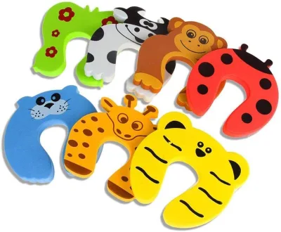 7-Piece Set Child Safety Protective Rubber Cat Finger Guard Decorative Animal Cushion Hinge Door Stop Pinch Finger Plastic