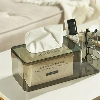Clear Plastic Rectangular Napkin Holder with Desktop Multifunctional Drawer Tray Custom Logo No Reviews yet