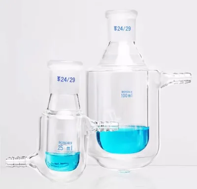 Single-mouth jacketed reaction flask, jacketed flask, double-layer reaction flask, double-layer glass flask, thick-walled