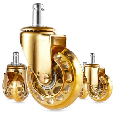 High Quality Office Furniture 2.5 Inch Heavy Duty Gold Pu Electrophoretic Swivel Chair Noiseless Caster Wheels
