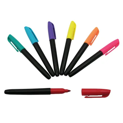 Wholesale Custom logo Non Tonix Color Highlighter Paint Permanebt Marker Pens Set Student School Markers