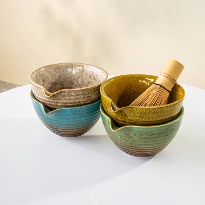 Astief Wholesale Handmade Matcha Tools Gift Box Packing Fambe Blaze Matcha Bowl and Whisk Holder Set with Spout
