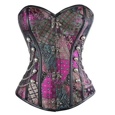 European American Gothic Thin Canvas Anti-Bacterial Firm Control Color Purple Court Corset Women's Shaper