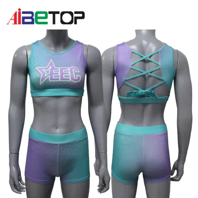 Hot Selling Custom Free Design Practice Wear Cheerlead Uniform Toddler  Sublimated Training Crop Top and Shorts