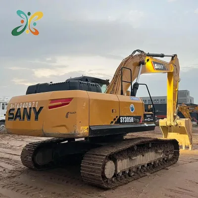 For SANY SY305 32 Ton Hydraulic Bucket Chain Excavator High Digging Power Crawler Moving Type 1 Year PLC Core Used