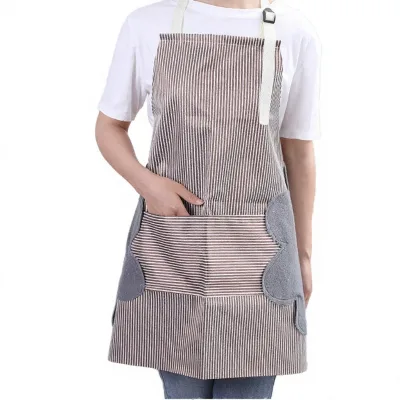 Reador Wholesale Striped Printed Men Women Oil-proof Waterproof Adjustable Hand-wiping Sleeveless Waist PVC Aprons Good Cleaning