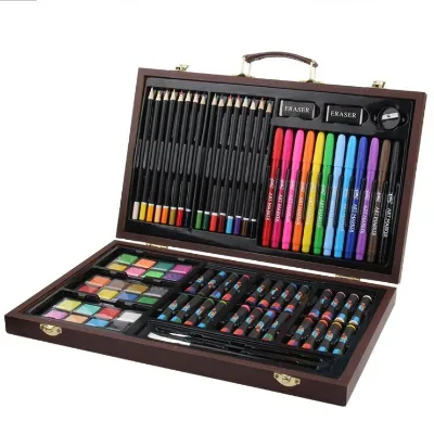 81PCS Custom High Quality Kids Art Set Professional With Wooden Case Packing