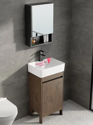 Small-apartment Floor-standing Washbasin Cabinet Set Space Aluminum Bathroom Vanity Ultra-narrow Sink Deepened Washstand Toilet