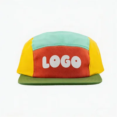 Quick-drying Waterproof Breathable 5-Panel Camper Cap Summer Color-block Patchwork Adjustable Camping Street Fashion American