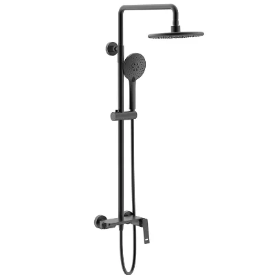Matte Black Brass Constant Temperature Rainwater Shower System Wall Mounted square Multifunctional Shower Faucet