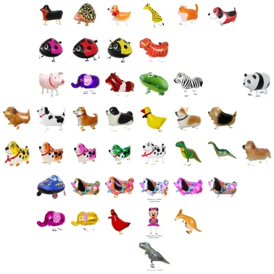 Walking Pet Balloons Christmas Santa Walking Unicorn Balloon Dinosaur Dog Cat Duck Chicken Elephant Animals Foil Helium Balloon