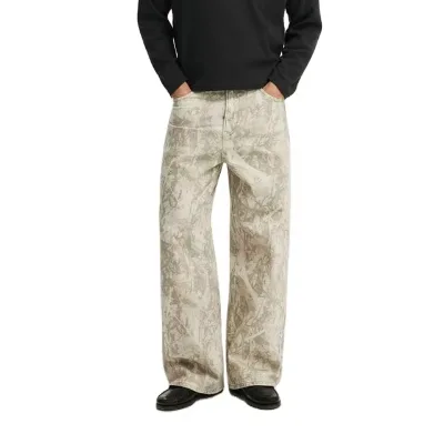 ZY Custom Men's Camouflage DTG Printed Jeans 100% Cotton Casual Baggy Jeans