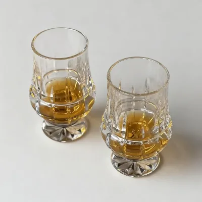 Customized Logo Mini Vintage Luxury Eco-Friendly Leadfree Crystal Handblown Tulip Shape Whiskey Shot Glass Whisky Snifter