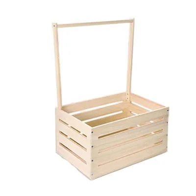 Wooden Baby Shower Gift Basket Crate With Handle Closet Storage Basket Nursery Organizer Decorative Container Newborn Gift