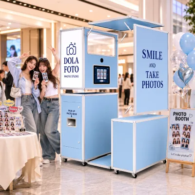 OEM Custom Color Modular Photo Booth Flat Pack Design Portable Selfie Kiosk Easy to Assemble Low Shipping Cost