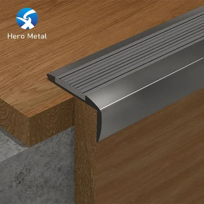 Anti Slip Black Stainless Steel & Aluminum Anodized Stair Nosing Edging Trim