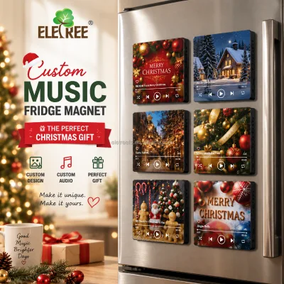 Christmas Gift Custom Music Player Audio Fridge Magnet 66 Min USB-C Rechargeable Volume Control Music Box BT Speaker