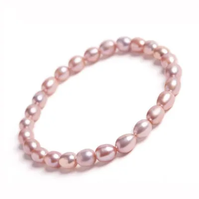 Natural Freshwater Pearl Rice Bead Elastic Bracelet