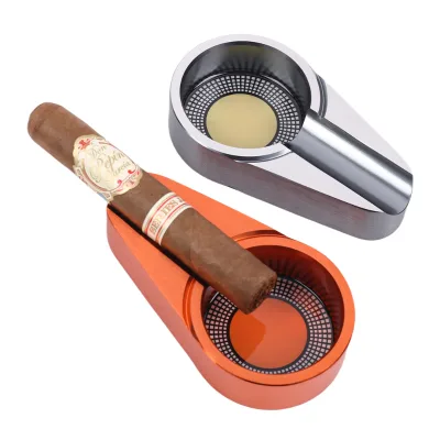 Factory Hot Sale GT Silver Modern Design Cigar Ashtray Portable Household Metal Smoking Accessories