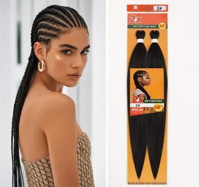 Wholesale 58 Inch Pre-Stretched Braiding Hair Single Bundle 150g Yaki Soft Easy Braids Box Braids Knotless Low Temperature Fiber