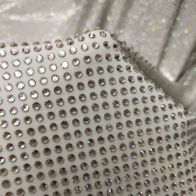 Hot Selling Styles Sewing Bright Crystals Rhinestones to Silver Bling Fabric for Making Dresses