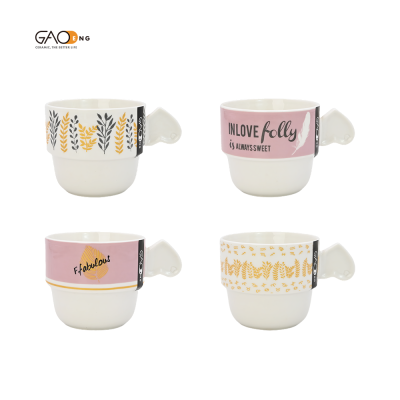 Fashion Mini Cappuccino 6oz Coffee Cup Valentine's Day Gift Funky Coffee Mugs with Heart Handle Mug