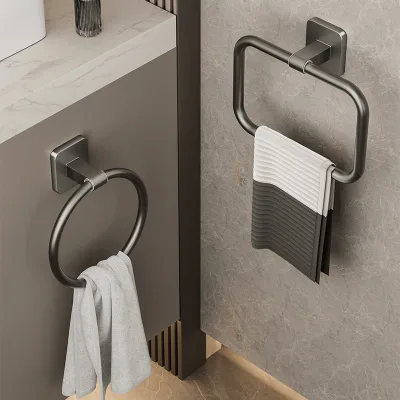 Towel Ring Hook Rack Minimalist Wall-Mounted Circular Small Size Hand Towel Hanging Rod Cloth Face Towel Rack No Punching
