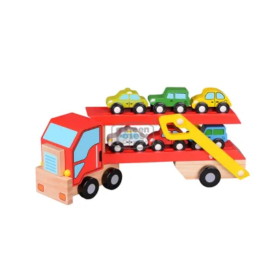 Promotional Children Play Non-toxic Wood Mini Car Toys for Kids Carrier Wooden Car
