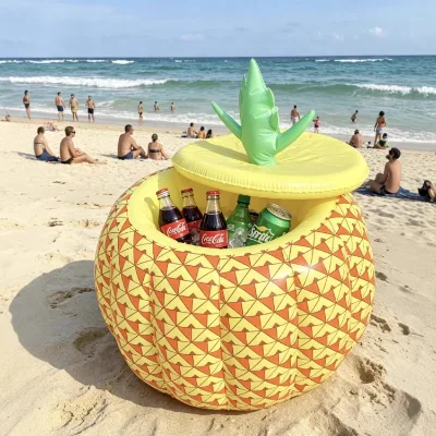 PVC Inflatable Pineapple Ice Bucket Lid Portable Cold-Resistant Indoor/Outdoor Use Solid Color for Keeping Cola Fruit Water