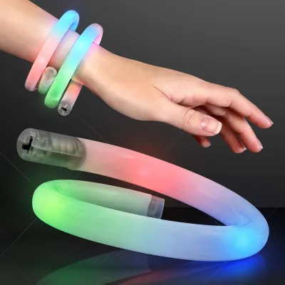 LED Light-Up PVC White Glow-in-the-Dark Wristband New Design Neon Plastic Bracelet for Mother's Day Graduation Valentine's Day