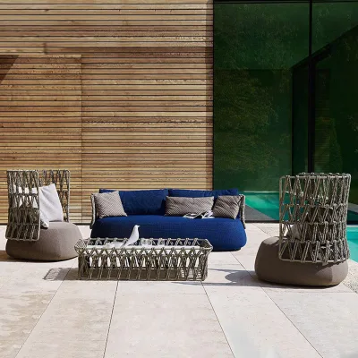 Outdoor Sofa Balcony Garden Villa Rattan Sofa Sun Room Designer Outdoor Rattan Art Furniture Soft Installation Creative