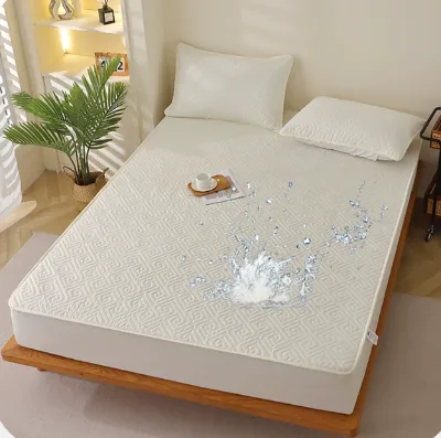 Single Bed Fitted Protector Classic Best Cotton Polyester Waterproof Fabric Mattress Sheet Cover Plain Adults Home Hospital