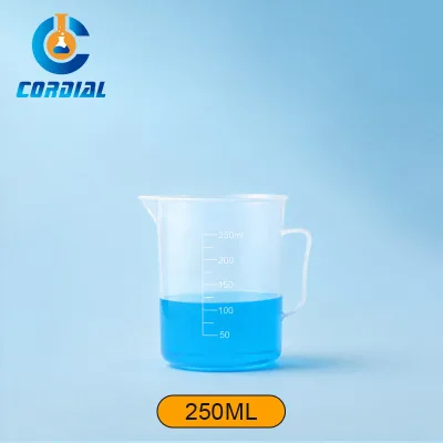 CORDIAL 250ml Plastic Measuring Beaker with Handle for Laboratory Use
