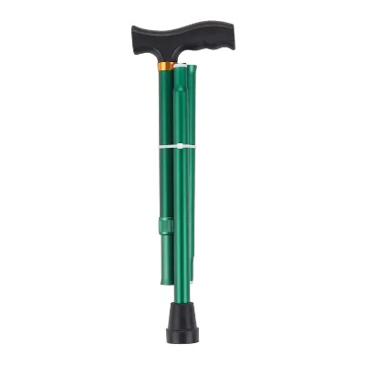 Bliss Medical Adjustable Folding Cane and Walking Cane Stick for Elderly With Cushion T Handle and Pivoting Quad Base