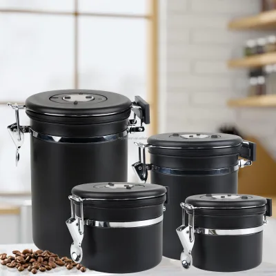 Matte Black 150ml Tea & Coffee Bean Storage Canister 304 Stainless Steel Kitchen Storage Printed Techniques