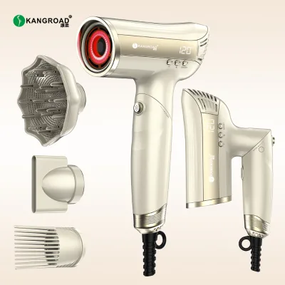 Custom Logo Travel Universal Voltage Compact Folding Hair Dryer 110000rpm Brushless Blower Fast Drying Negative Ion Styler