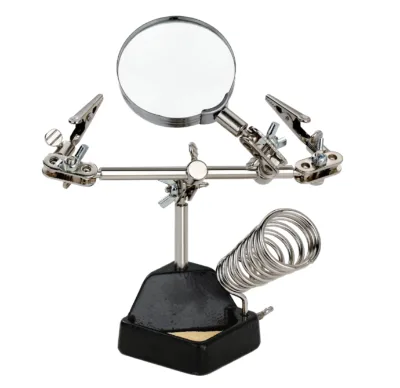 Zhongdi ZD-10G Helping Hands Magnifying Glass Soldering with Clamp and Alligator Clips Desktop Magnifier Stand for Craft Carving
