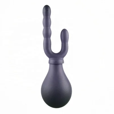 Anal and Vagina Double Heads Enema Bulb Straight Plug-in Sex Shower Anal Cleaner