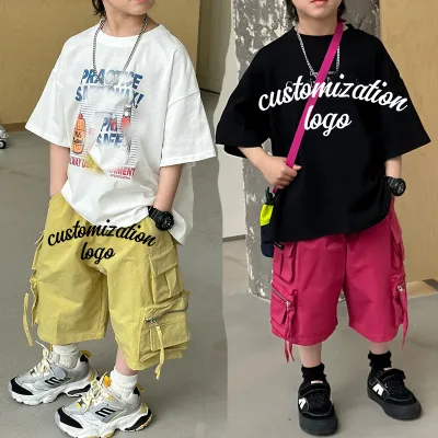 Children's Mid-length Pants with Multi-color Dyes, Three-dimensional Zipper Pockets, Stylish Work Pants
