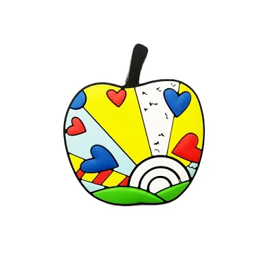 Best Quality Custom PVC Refrigerator Magnets apple Shape Graffiti Colorful Printing Magnetic Sticker Custom Blank Fridge Magnet