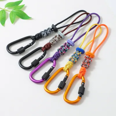550 Paracord Lanyard Screw Lock D Carabiner Adjustable Water Bottle Strap Outdoor Camping Backpack Key Bag Accessory