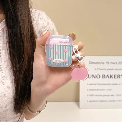 Blue Striped Cherry Earphones case for airpods Pro 1/2 3rd Wireless Earbuds Original protection Cover