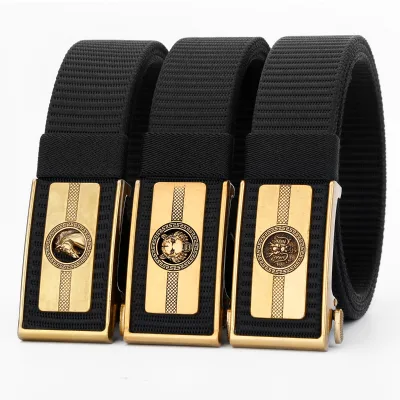 Factory Zodiac Men Fabric Belt Casual Business Automatic Alloy Buckle Tactical Belt Canvas Durable Web Belt Thickening Quality