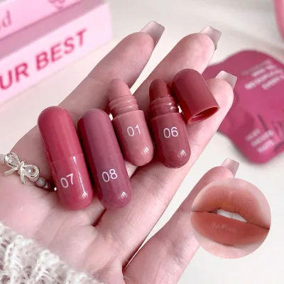 Cute Mini Capsule Lipstick Set Long Lasting Silky Matte Velvet High Pigment Lip Makeup Kit for Girls