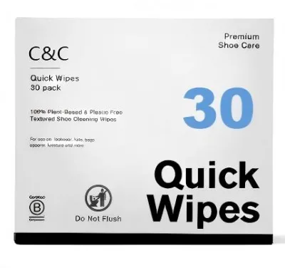 Shoe Wipes, 30 Pack, Individually Packed, Sneaker Care, Ideal for Footwear, Safe for Leather, Rubber, Plastic and More