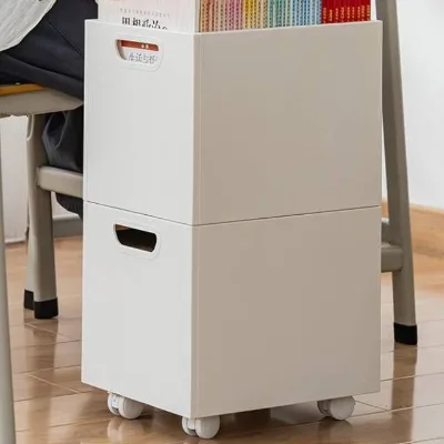 Moveable book storage box, stationery storage, bookshelf with pulley, student book sorting, saving space under the desk